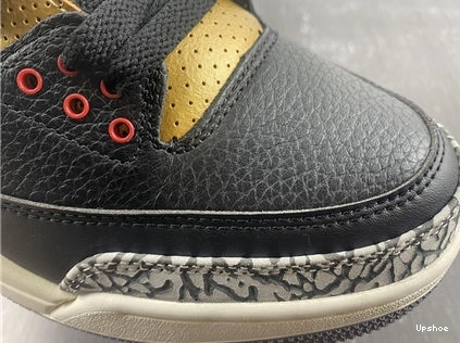 Cement Jordan SoftTouch Retro 3 3832 Black CK9246- Gold 1029